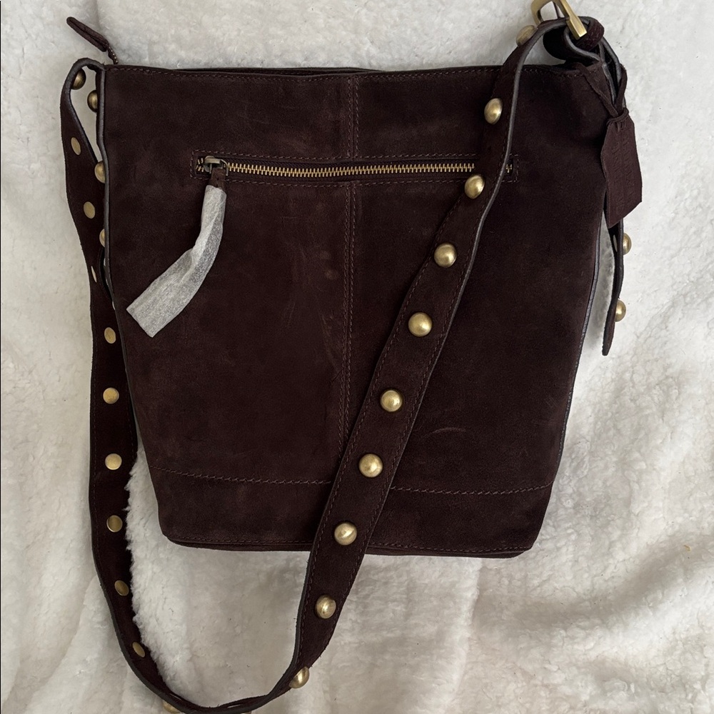 Elegant Suede Dark Chocolate Shoulder Bag